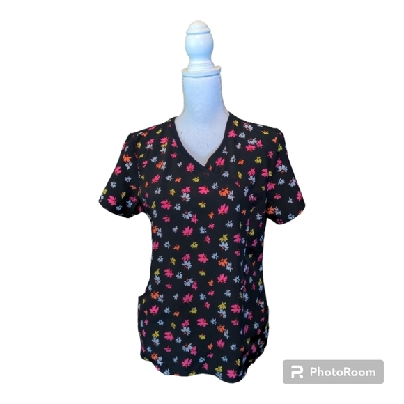 CHEROKEE INFINITY floral stretch scrub top Sz M - Picture 1 of 11